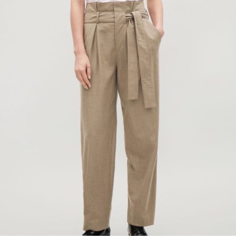 COS Lightweight Belted Wool Trousers- size 6